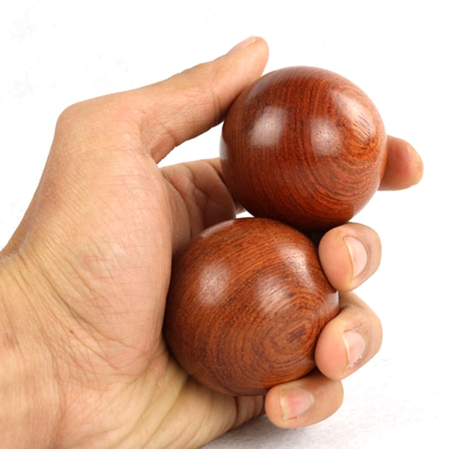 2pcs wooden baoding anti-stress balls - calm meditations